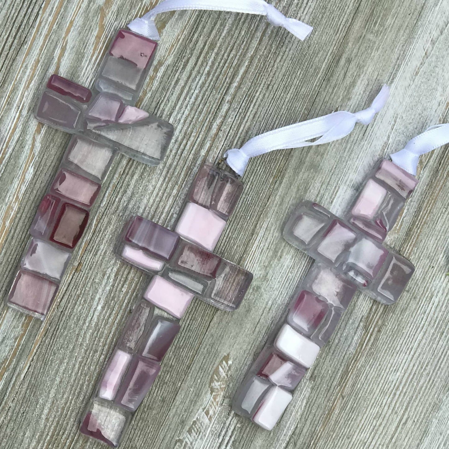 New Baby Girl Gift  USA Handmade Mosaic Glass Cross 4484