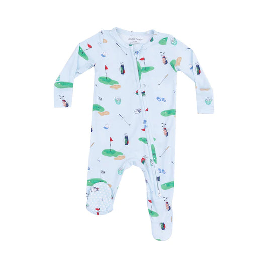 Angel Dear Rib Zipper Footie | Golf Things Blue