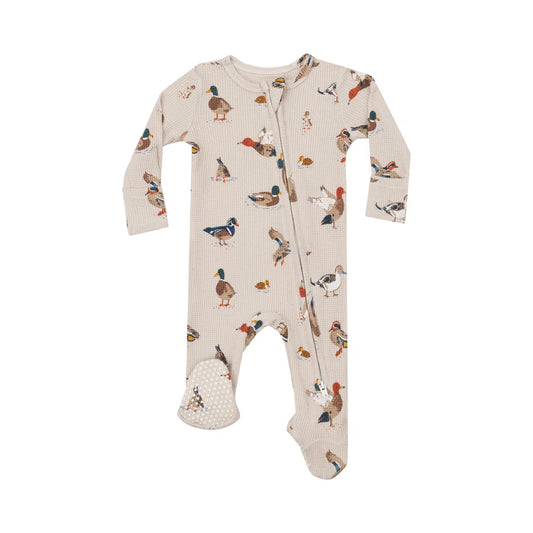 Angel Dear Waffle Zipper Footie | Ducks