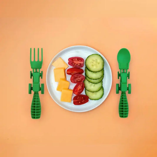 Constructive Eating - Set of 2 Green Tractor Utensils