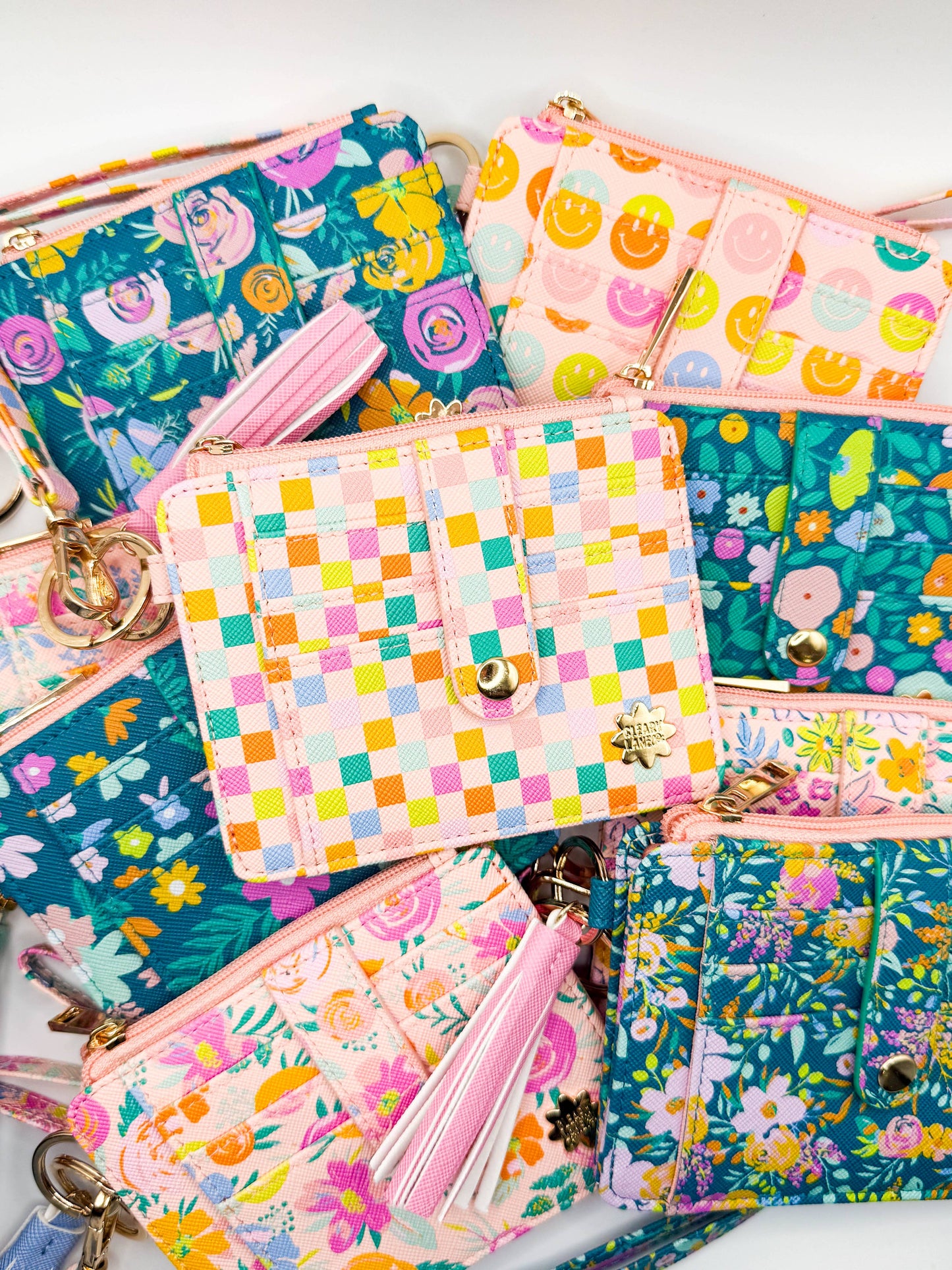 Wallet Keychain | Blush Rainbow Blooms