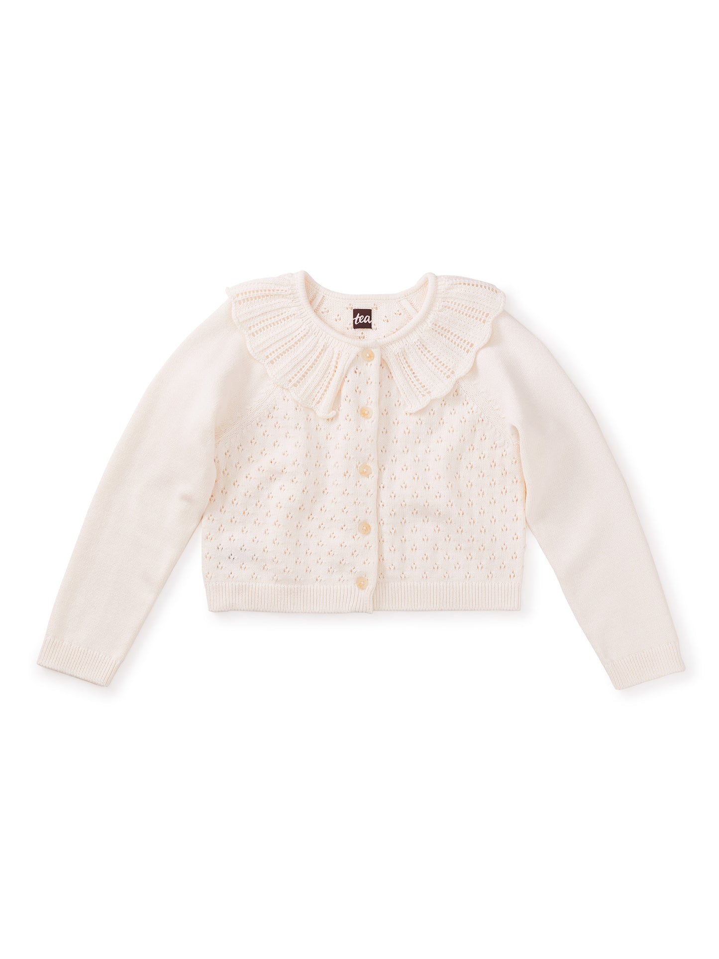 Tea Collared Pointelle Cardigan