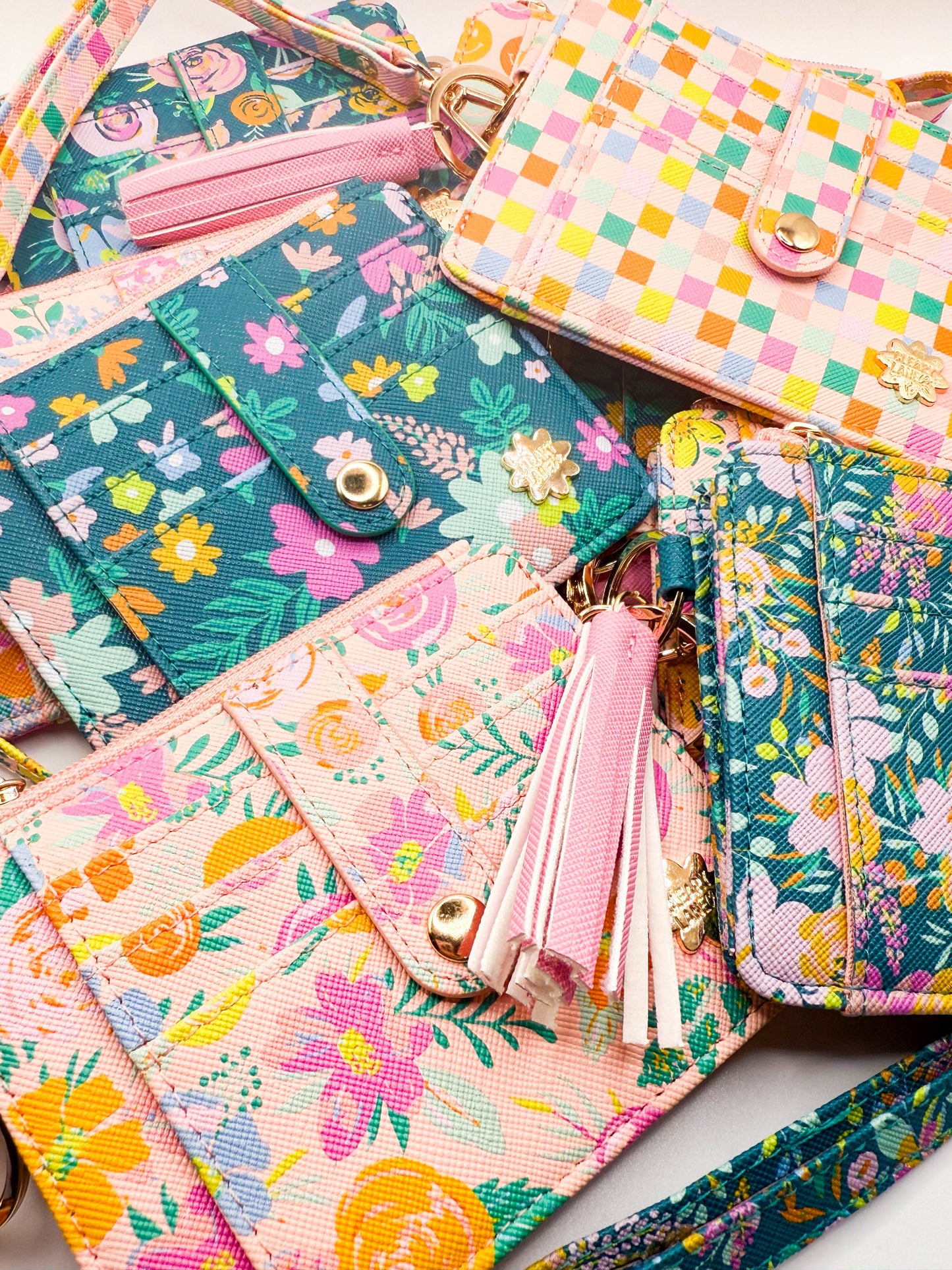 Wallet Keychain | Blush Rainbow Blooms