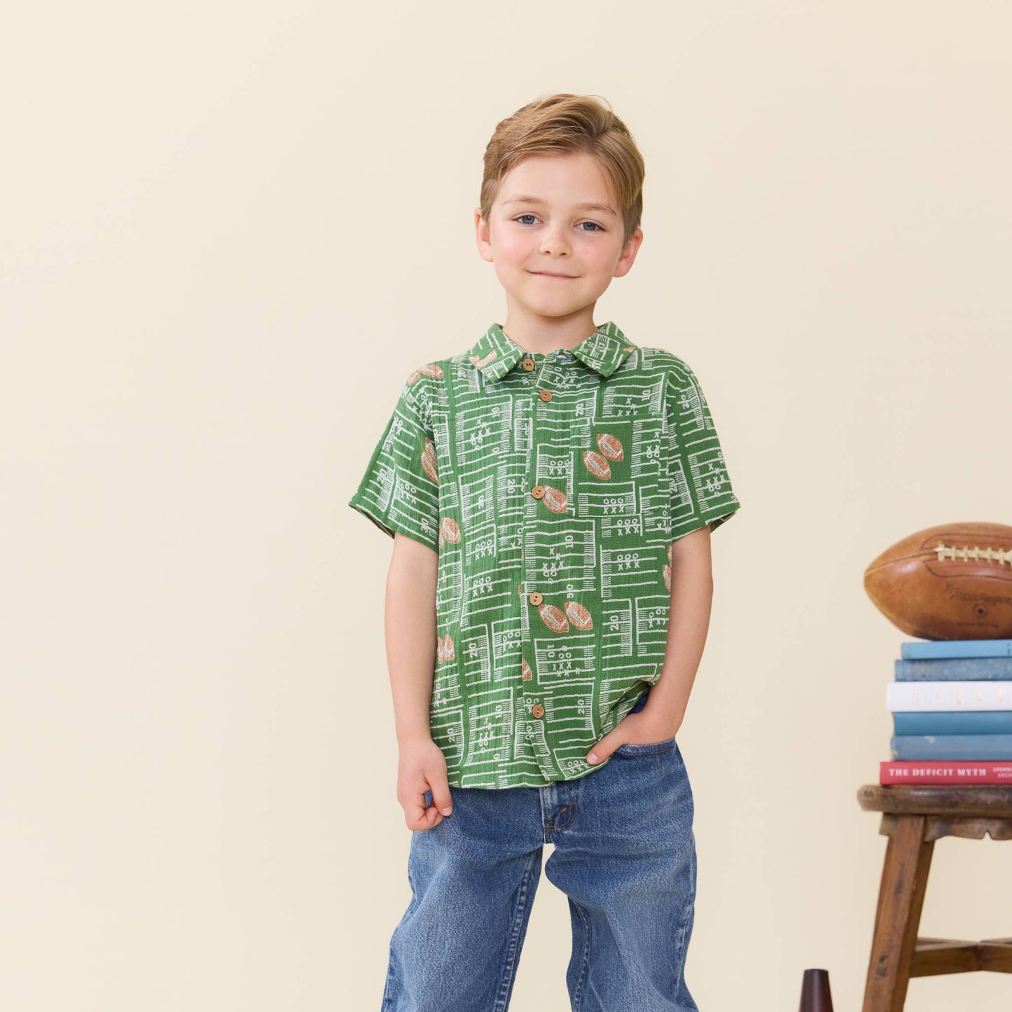 Blue Rooster Boys Jack Shirt | Football Fields
