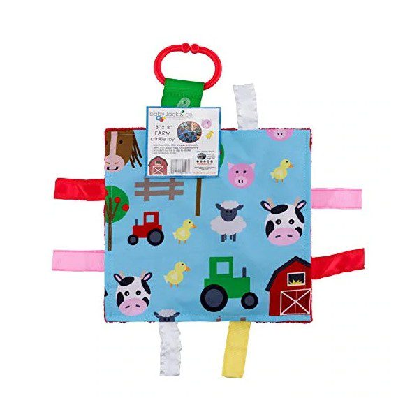 Baby Jack & Company Learning Lovey Crinkle Square - Farm Animals