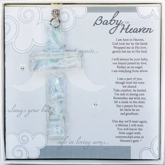 Baby in Heaven Cross: Handmade Glass