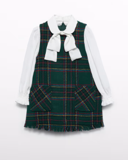 Abel & Lula Pinafore Dress | Green Plaid