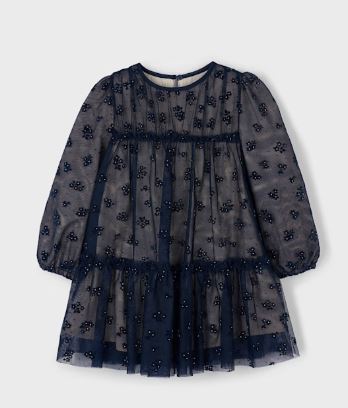 Mayoral Lace Overall Navy Dress