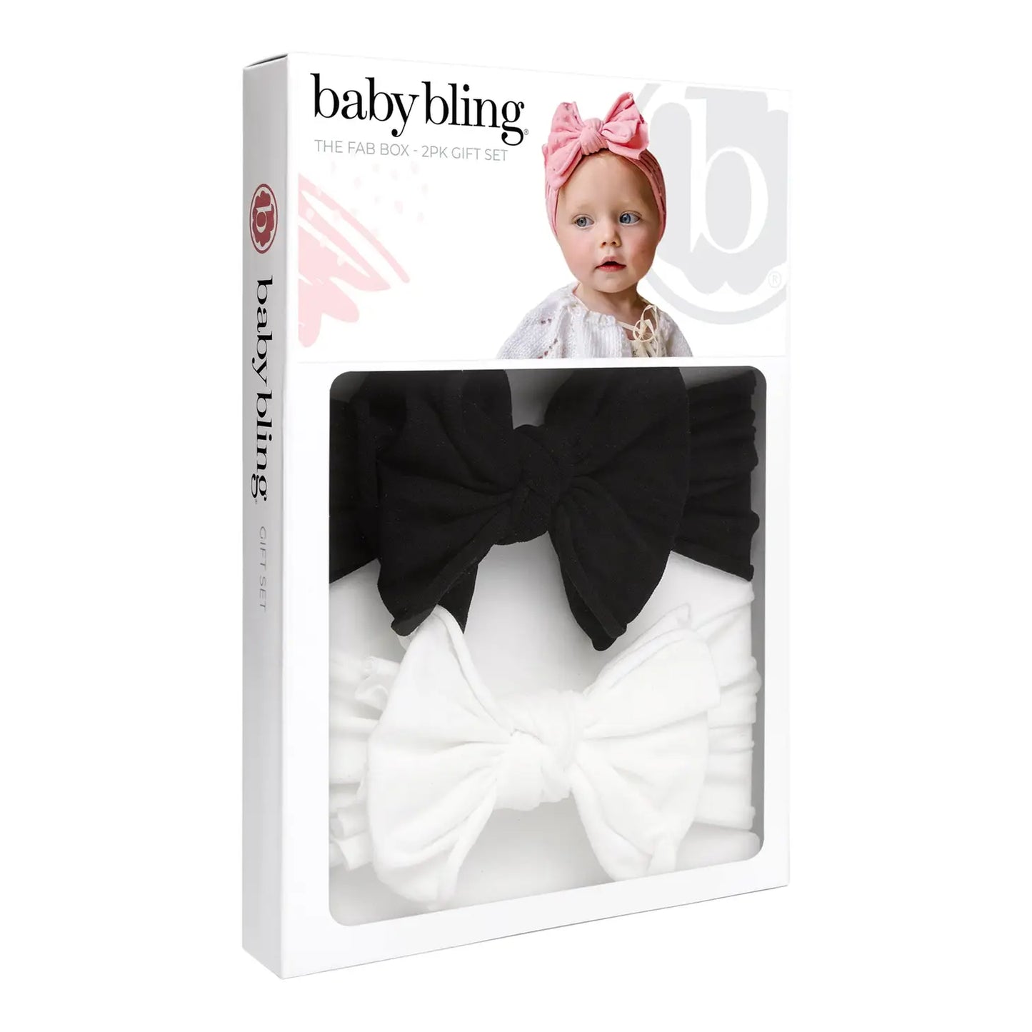 Baby Bling Fab Bow Set Black and White