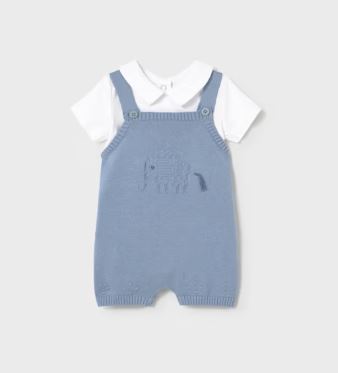 Mayoral Blue Knit Romper and Bodysuit