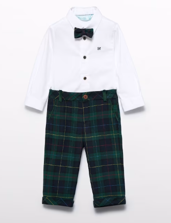 Abel & Lula Tartan Pants Set | Green Plaid