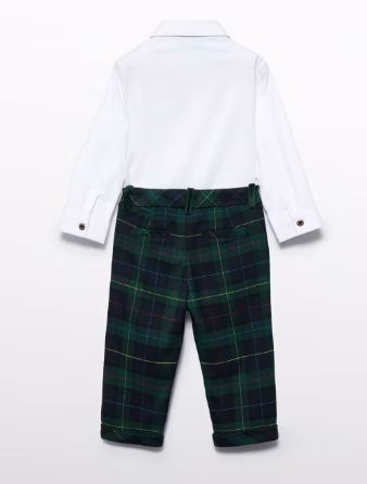 Abel & Lula Tartan Pants Set | Green Plaid