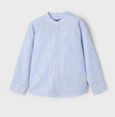Mayoral Blue & White Stripe Button Shirt