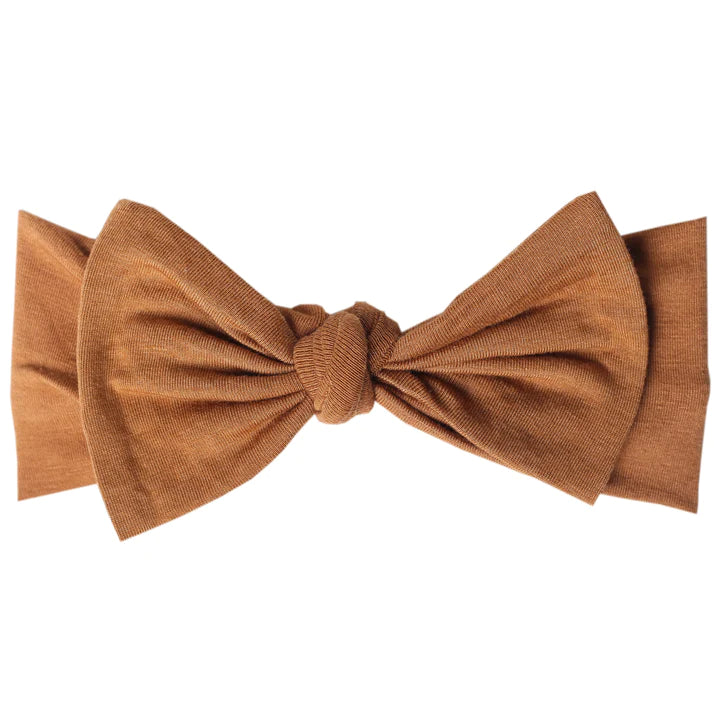 Copper Pearl Camel Knit Headband Bow