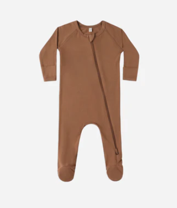 Quincy Mae Bamboo Zip Footie | Cedar