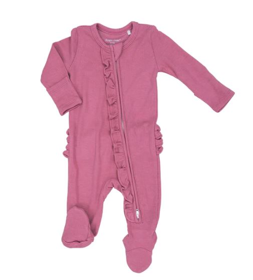 Angel Dear Rib Chateau Rose Ruffle Ribbed Footie