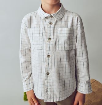 Mayoral Boys Long Sleeve White Check Button Down