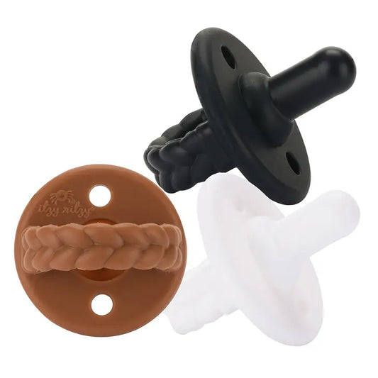 Itzy Ritzy Sweetie Soother Silicone Pacifier Set- Coffee and Cream
