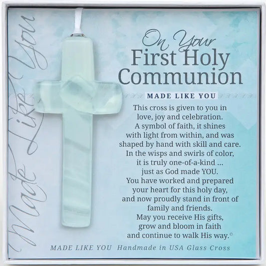 First Holy Communion Cross: Handmade Glass