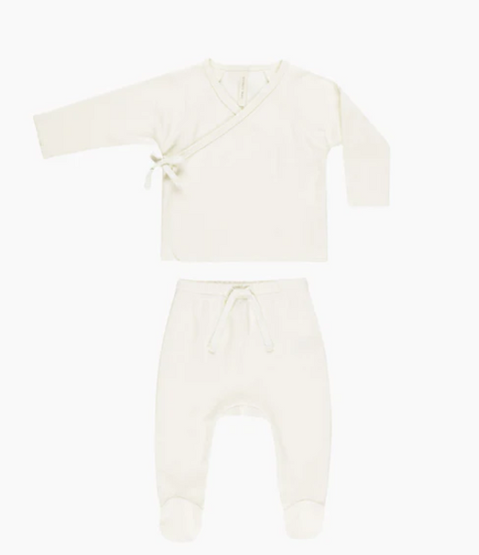 Quincy Mae Wrap Top + Footed Pant Sets