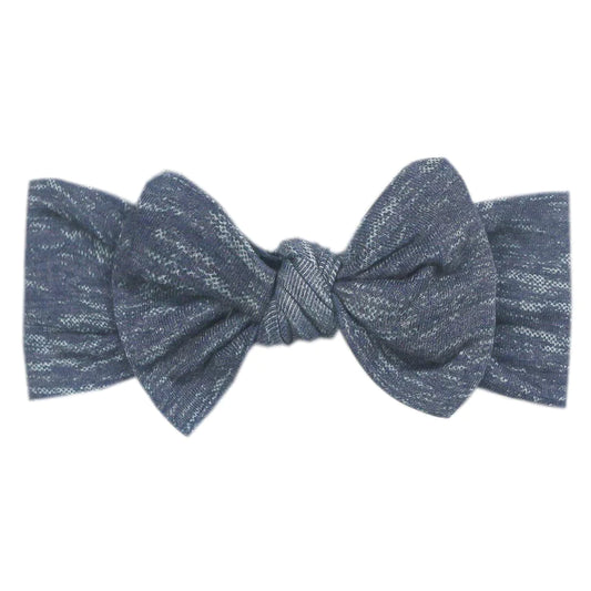 Copper Pearl Denim Knit Headband Bow