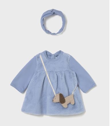 Mayoral Blue Long Sleeve Dress with Headband