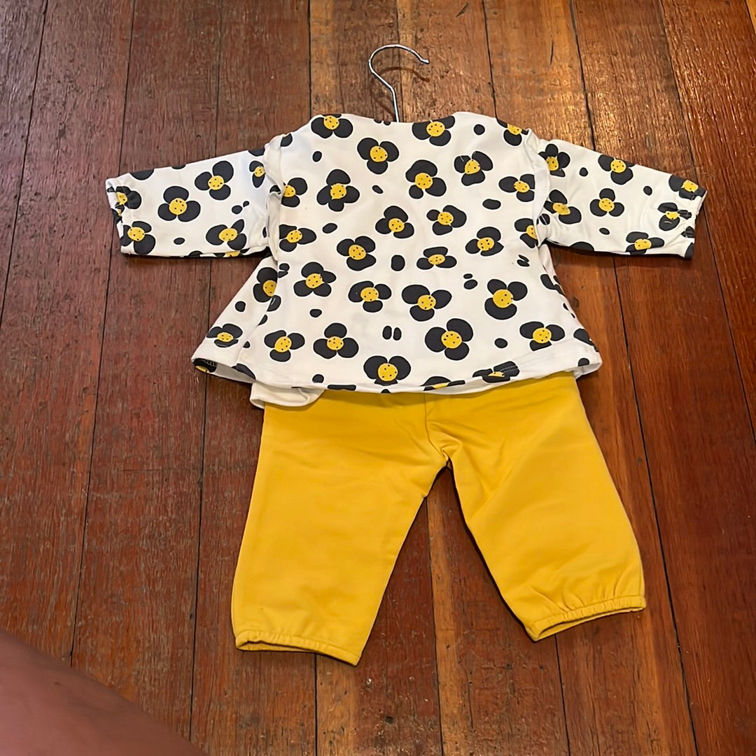 Mayoral 3-piece Yellow Pants and Floral Ruffle Coat