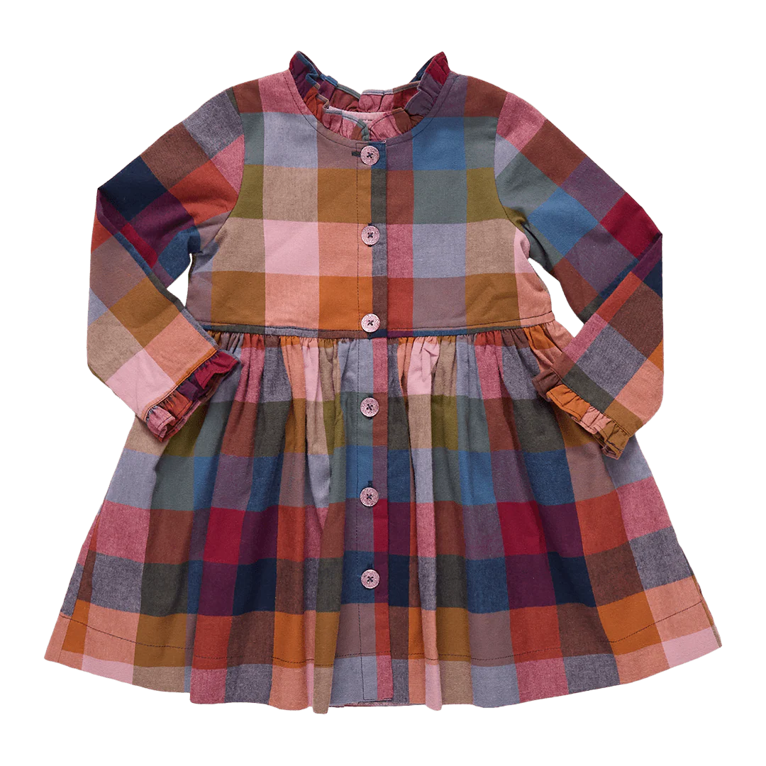 Pink Chicken Girls Autumn Dress | Harvest Check