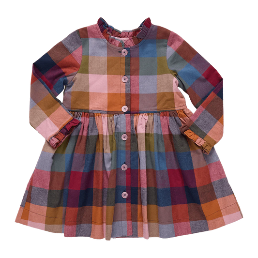 Pink Chicken Girls Autumn Dress | Harvest Check