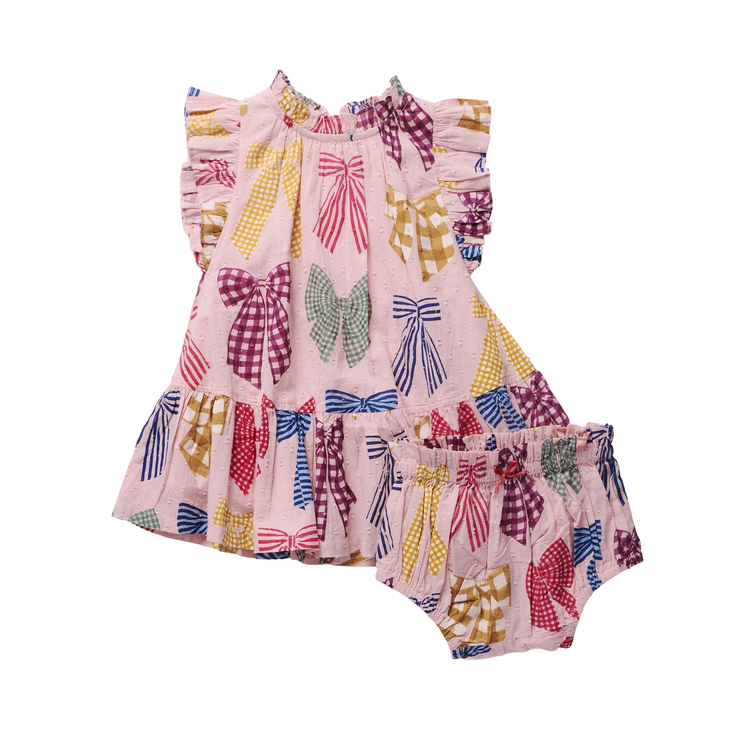 Pink Chicken Girls Harper Dress Set | Patterned Bows