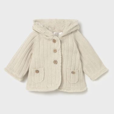 Mayoral Faux Fur Cream Sweater