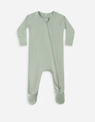 Quincy Mae Bamboo Zip Footie | Fern