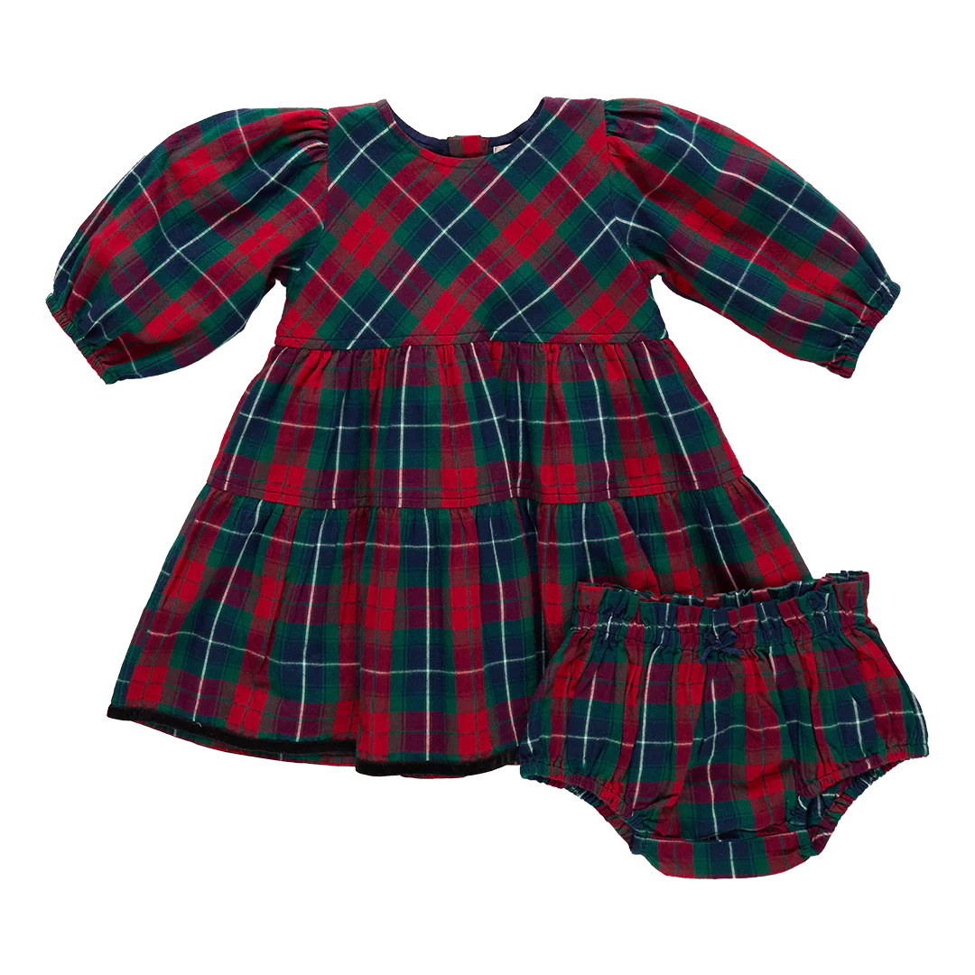 Pink Chicken Baby Girls Maribelle Dress Set | Red Tartan