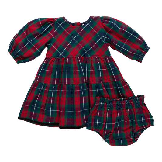Pink Chicken Baby Girls Maribelle Dress Set | Red Tartan