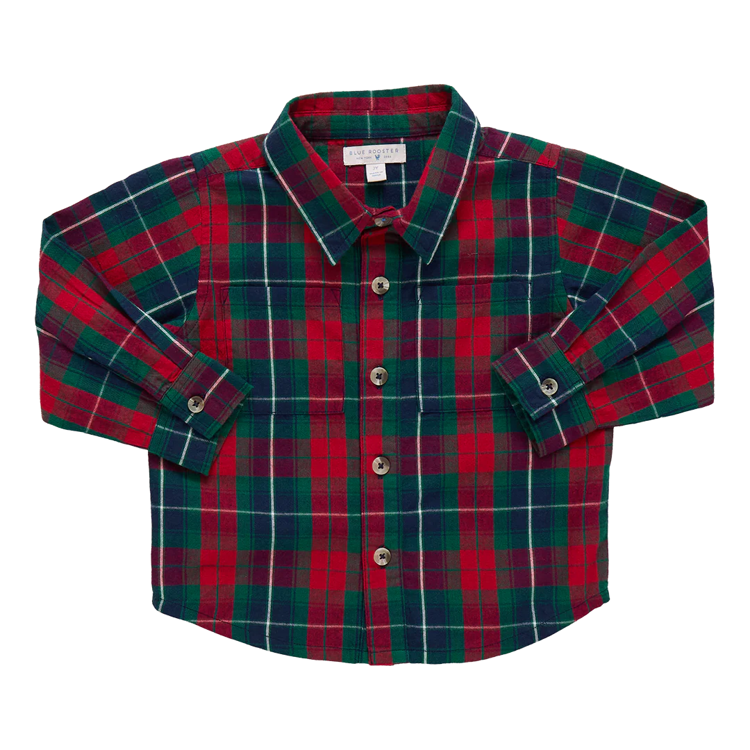 Pink Chicken Boys Jack Shirt | Red Tartan