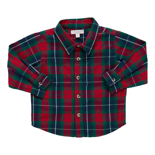 Pink Chicken Boys Jack Shirt | Red Tartan