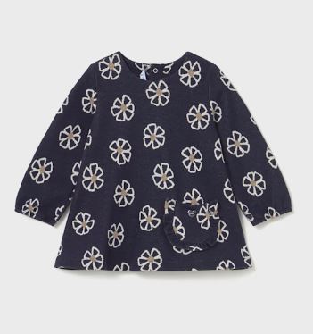 Mayoral Navy Floral Jaquard Dress