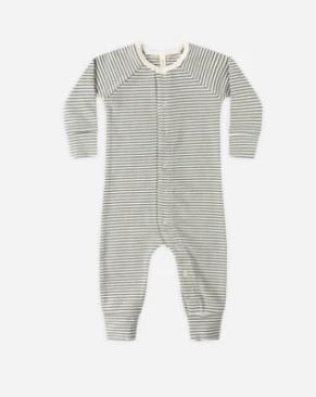 Quincy Mae Pointelle Long John | Forest Stripe