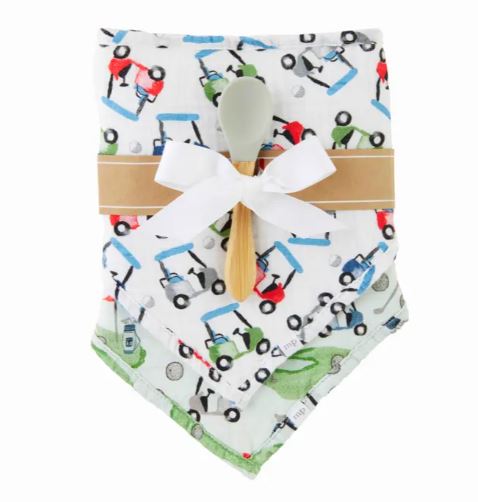 Mud Pie Golf Bibs and Silicone Spoon Set