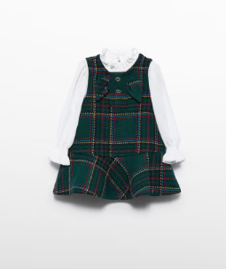 Abel & Lula Pinafore Dress | Green Plaid