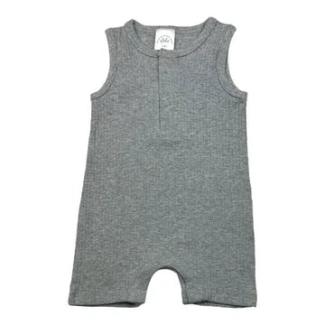 Sage and Ivory Ribbed Sleeveless Romper Grey