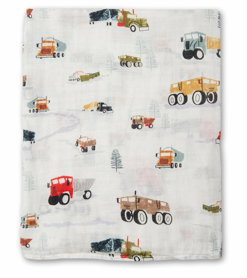 Loulou Lollipop Muslin Swaddle- Happy Trucks