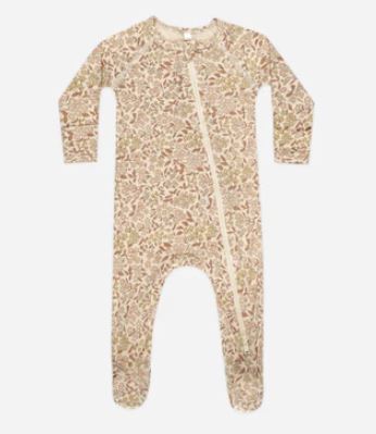 Quincy Mae Bamboo Zip Footie | Harvest Floral