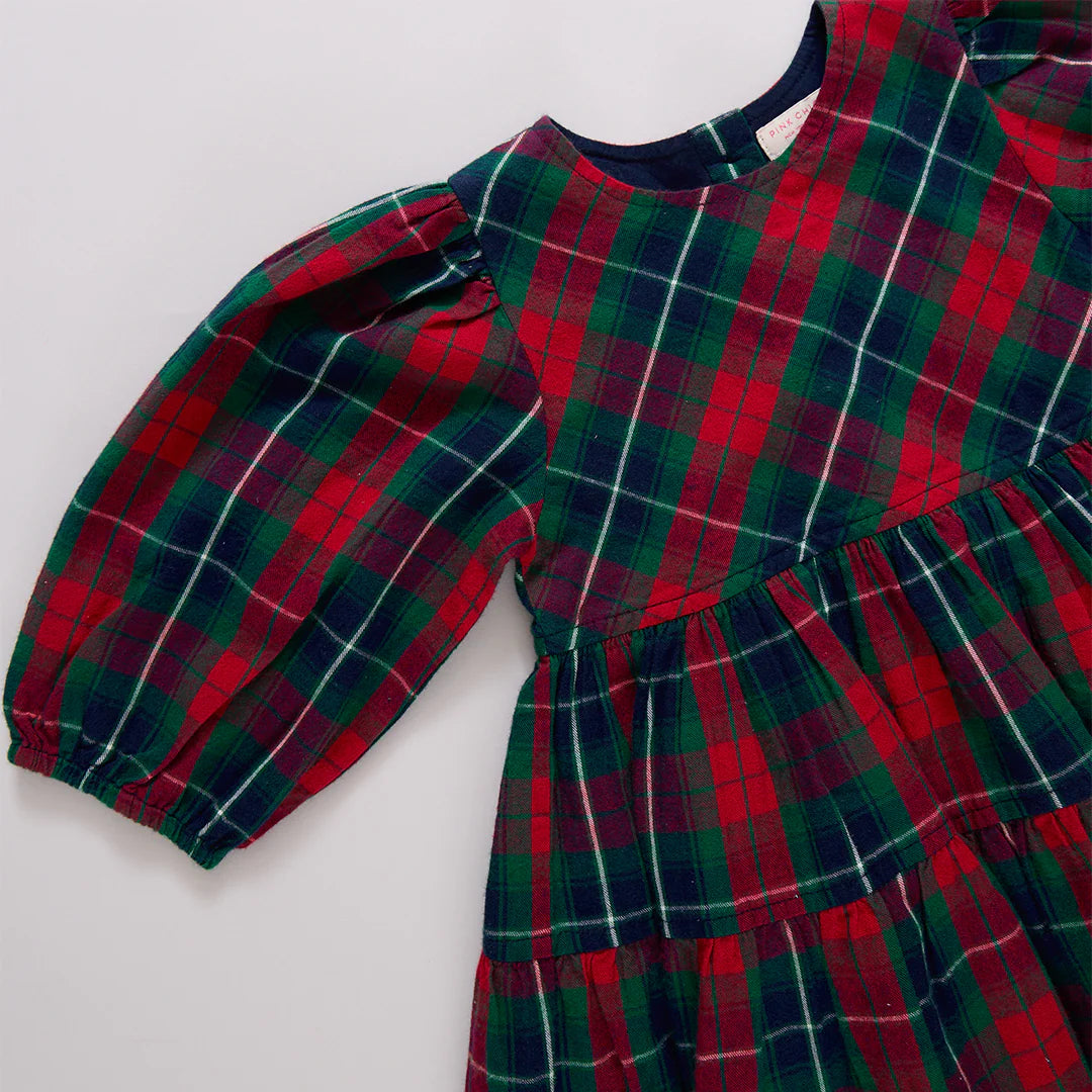 Pink Chicken Baby Girls Maribelle Dress Set | Red Tartan