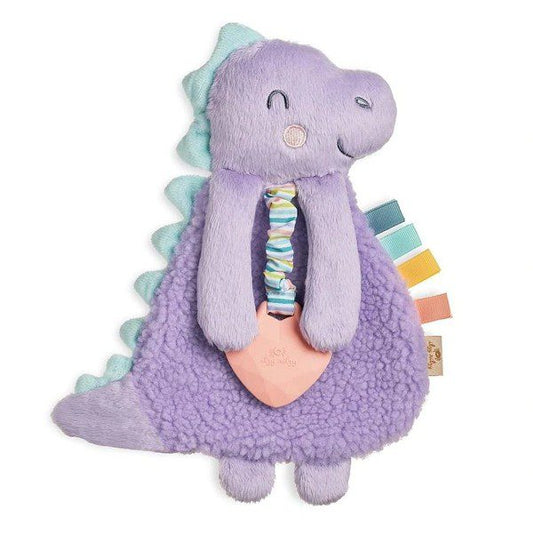 Itzy Ritzy Lovey Plush with Silicone Teether Toy - Purple Dino