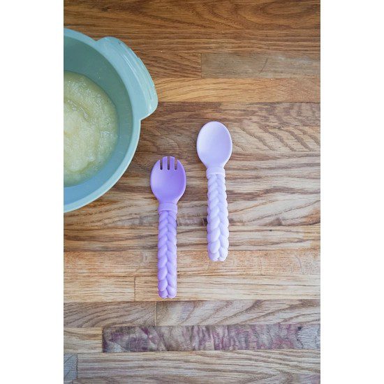 Itzy Ritzy Sweetie Spoon and Fork Set - Amethyst & Purple