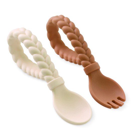 Itzy Ritzy Sweetie Spoon and Fork Set - Buttercream & Toffee