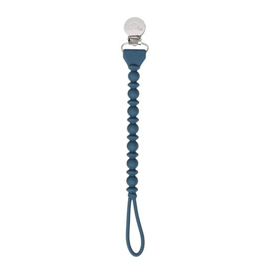 Itzy Ritzy Sweetie Strap Silicone One-Piece Pacifier Clip - Beaded Navy