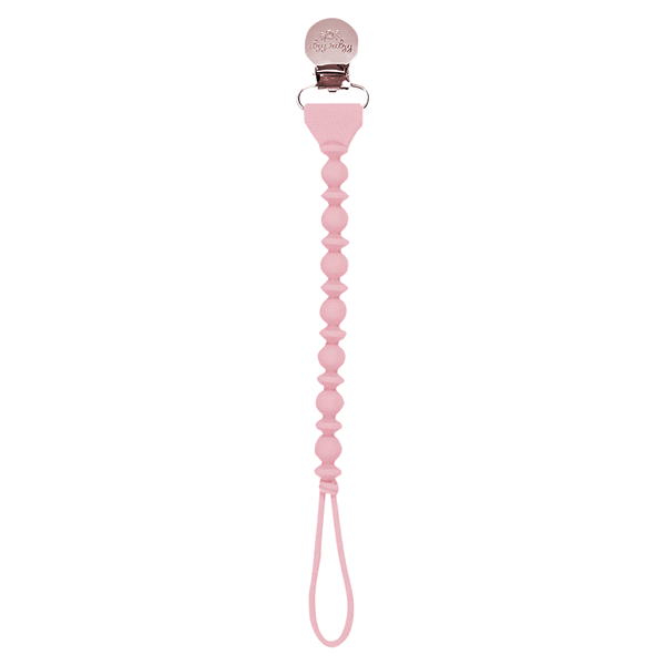 Itzy Ritzy Sweetie Strap Silicone One-Piece Pacifier Clip - Beaded Pink