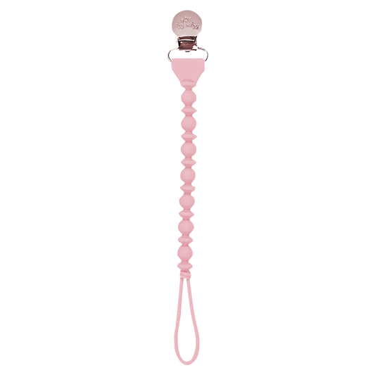 Itzy Ritzy Sweetie Strap Silicone One-Piece Pacifier Clip - Beaded Pink